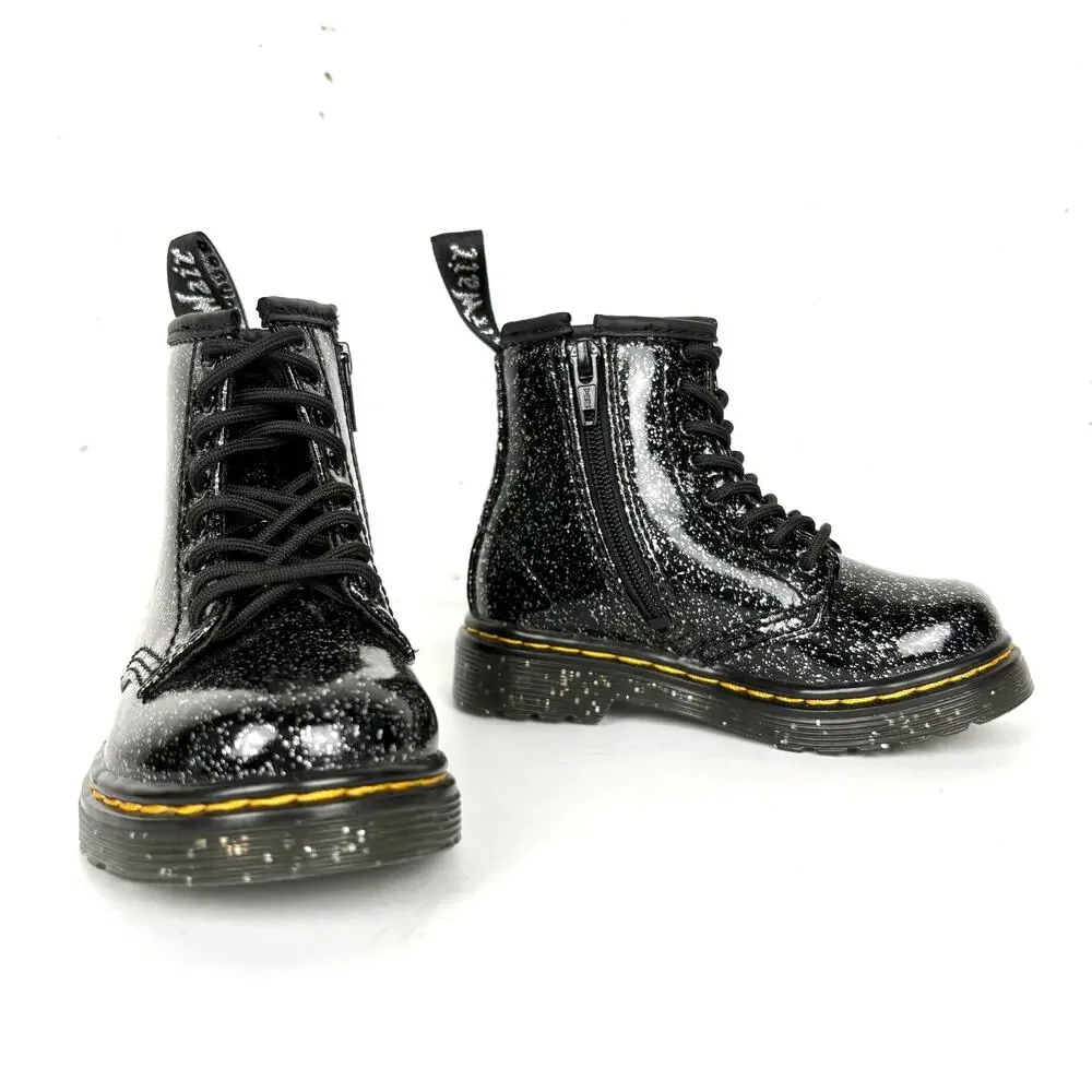 Dr. Martens 1460 Toddler Boots Black Cosmic Glitter Leather 4 Eyelet Size 7